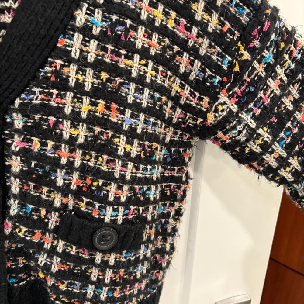 AQUA Chanel Style Tweed Knit Cardigan Size Small - Picture 5 of 12